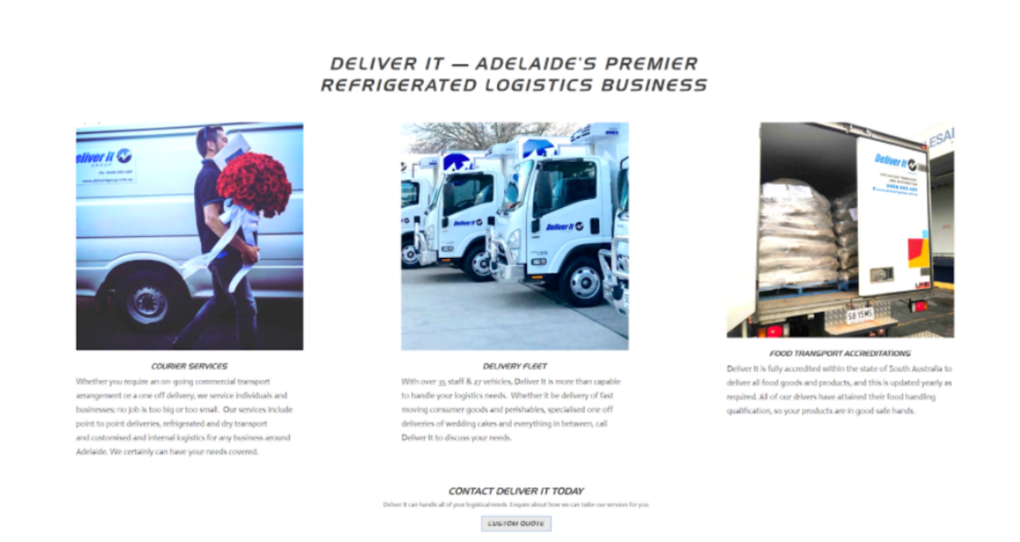 Before: text-heavy, company-focused content that buried the service offering.