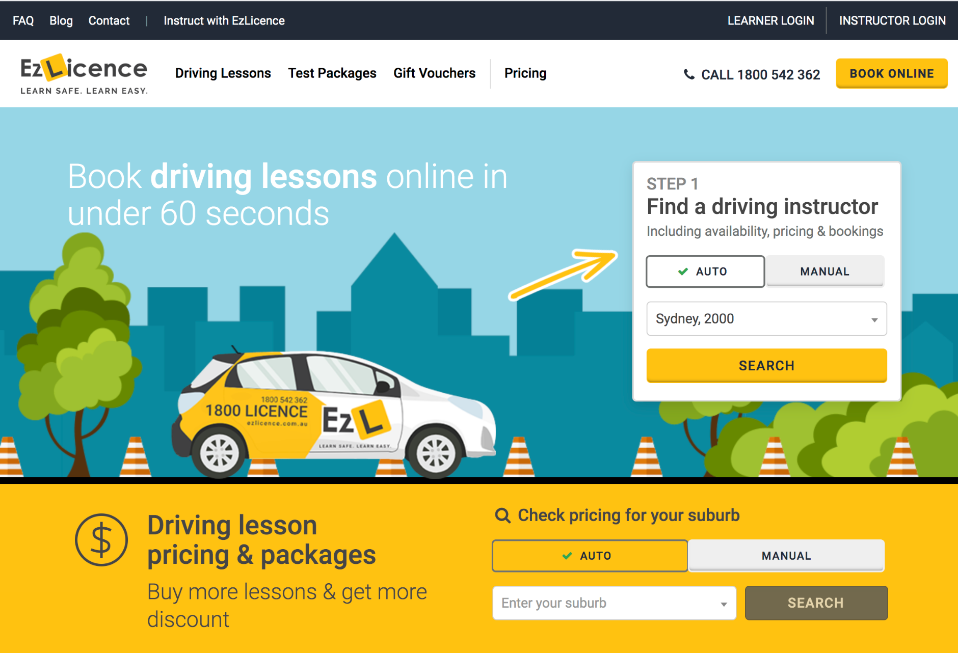 The EzLicence website homepage