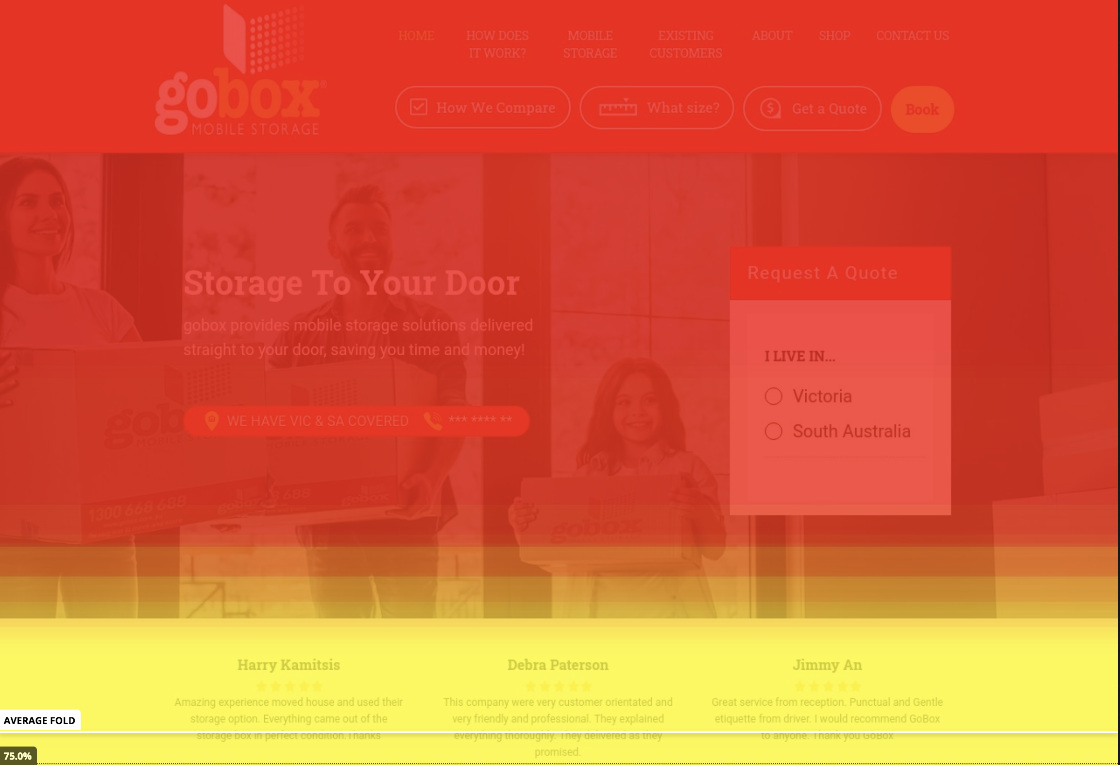 Hotjar scroll heatmap