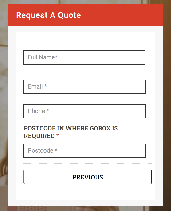 Simplified 'Request A Quote' form