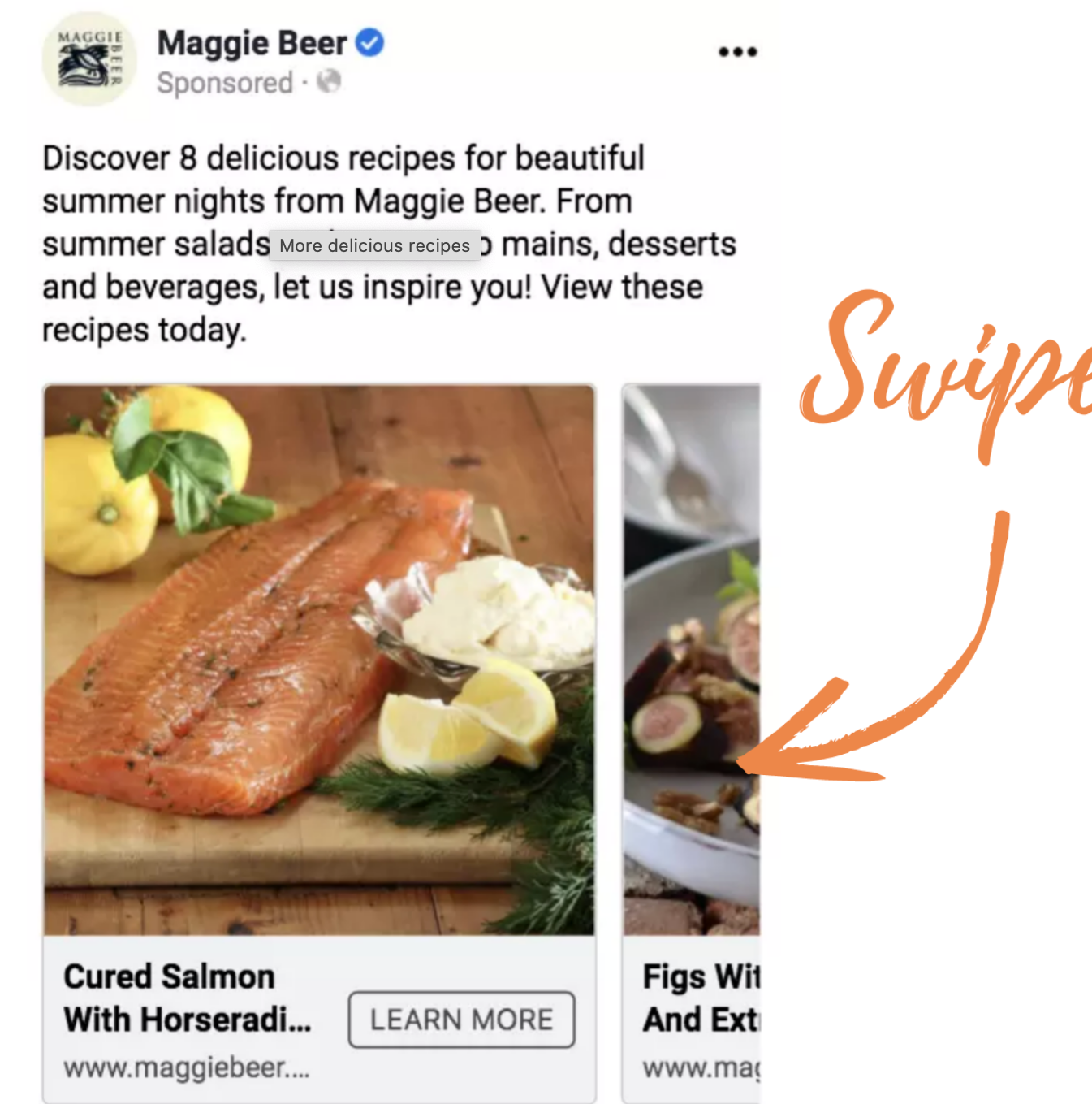 A seasonal-recipe carousel ad — users could swipe through multiple dishes.